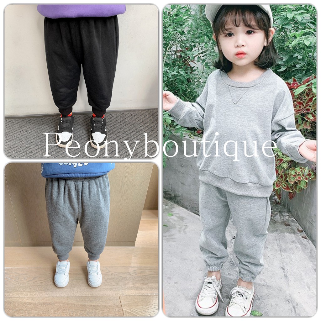 Quần Nỉ Ống Bom Bo Gấu For Kid [FREESHIP] 🌸 Jogger mini cạp chun dáng thụng cho bé trai và bé gái Ulzzang SIÊU HOT 🌸