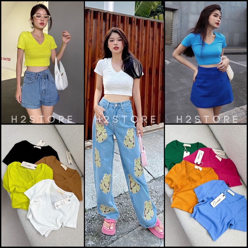 ÁO TAY NGẮN CROPTOP CỔ TIM - QA1301522