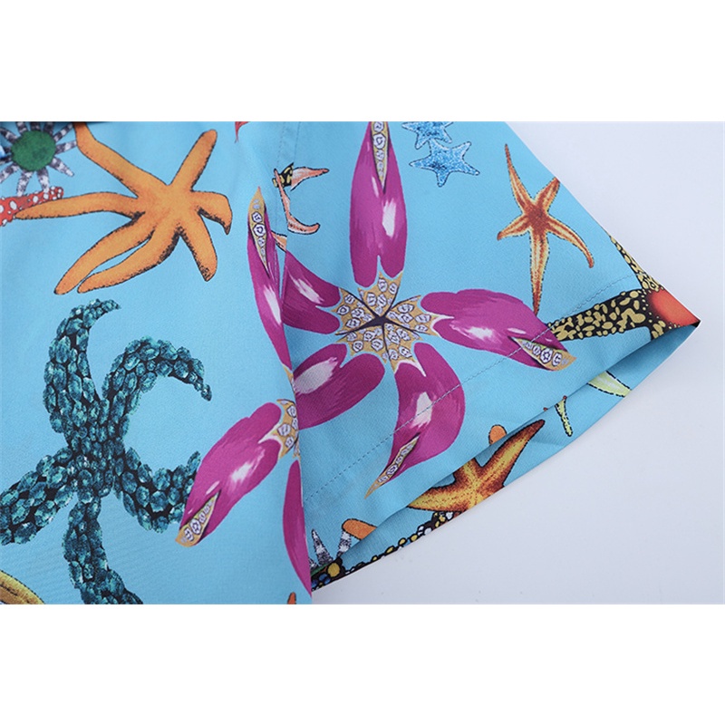 VERSACE Áo Sơ Mi Ngắn Tay In Hình Sao Biển Giản Dị Dễ Phối Đồ