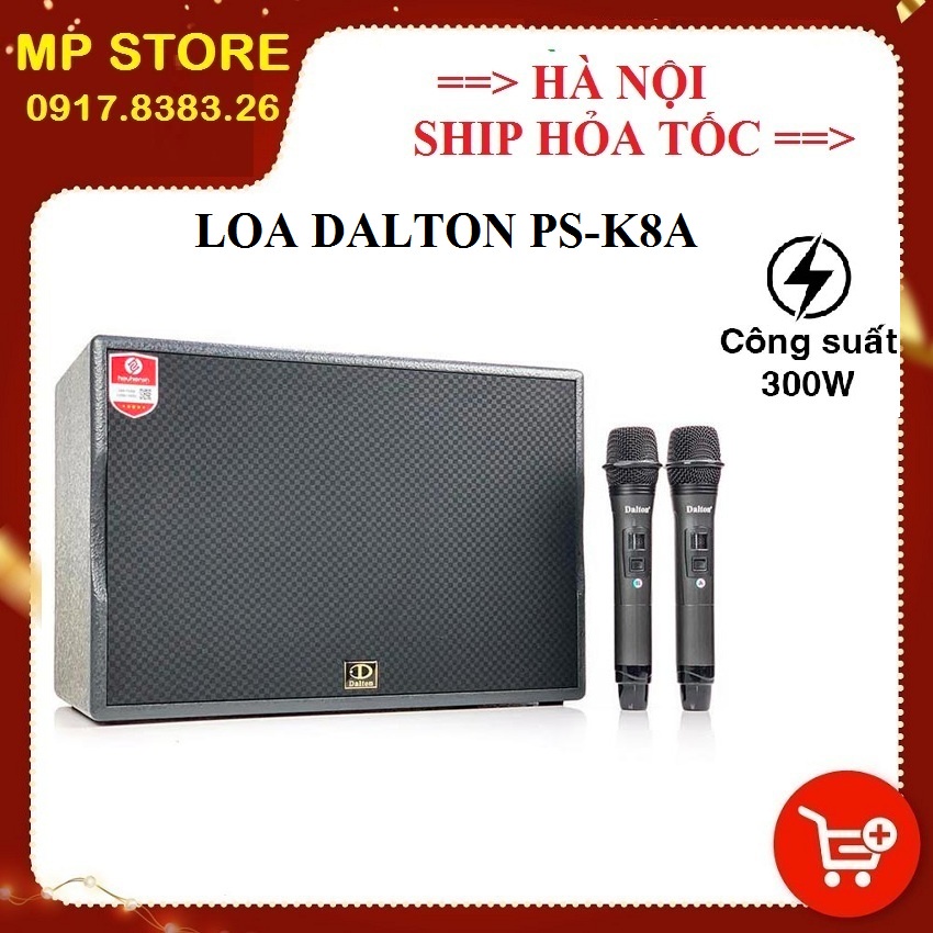 Loa Karaoke Dalton PS-K8A công suất 250W, Bass 8 inches, tặng kèm 2 micro không dây sóng UHF