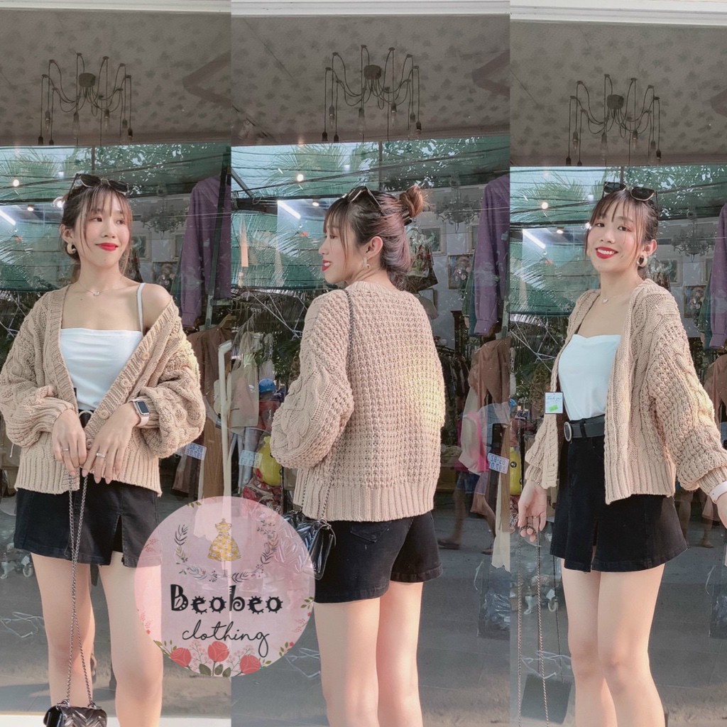 Áo khoác cardigan len móc 4 màu ulzzang