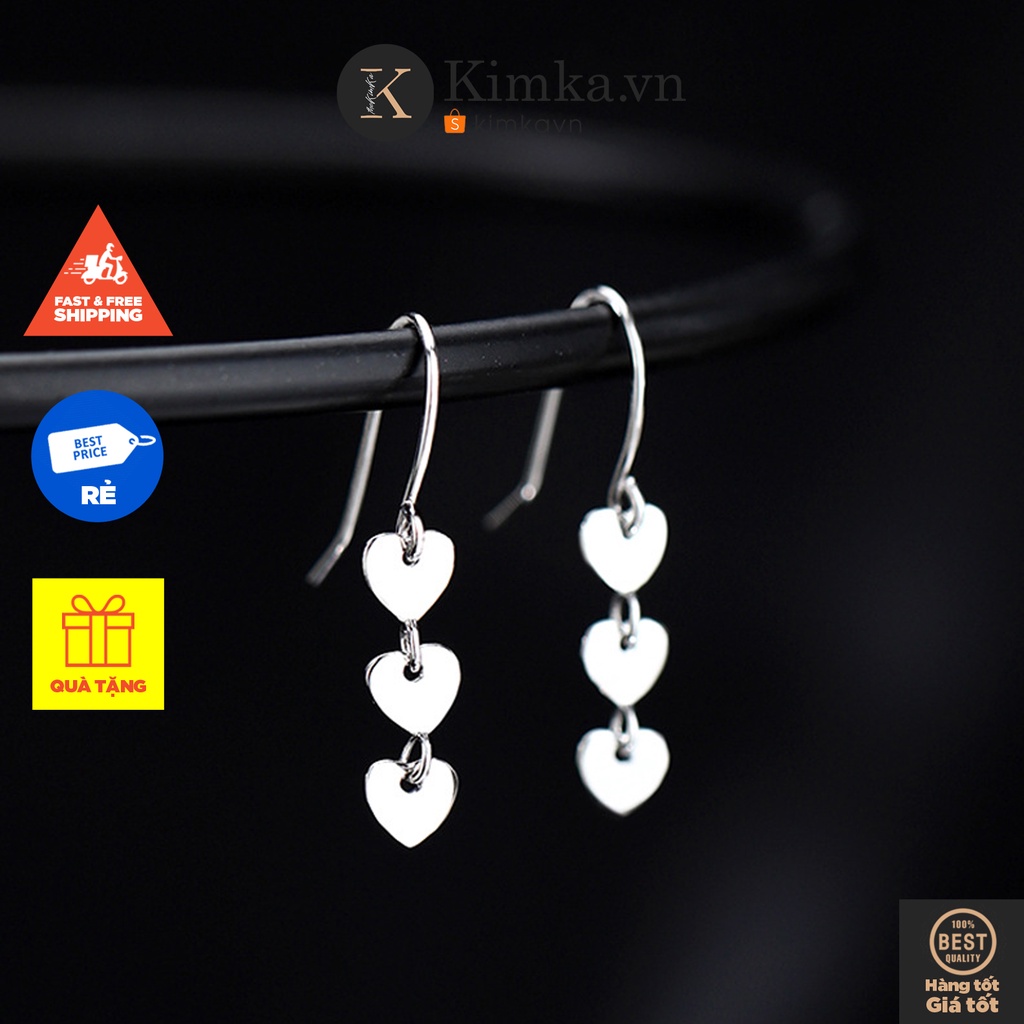 (049) Khuyên Tai Bông Tai Tua Rua Dải Dây Trái Tim Nhỏ Xinh Xắn