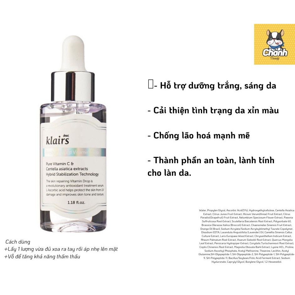 Klairs - Tinh Chất Dear Klairs Dưỡng Sáng Và Làm Đều Màu Da Freshly Juiced Vitamin Drop 35ml