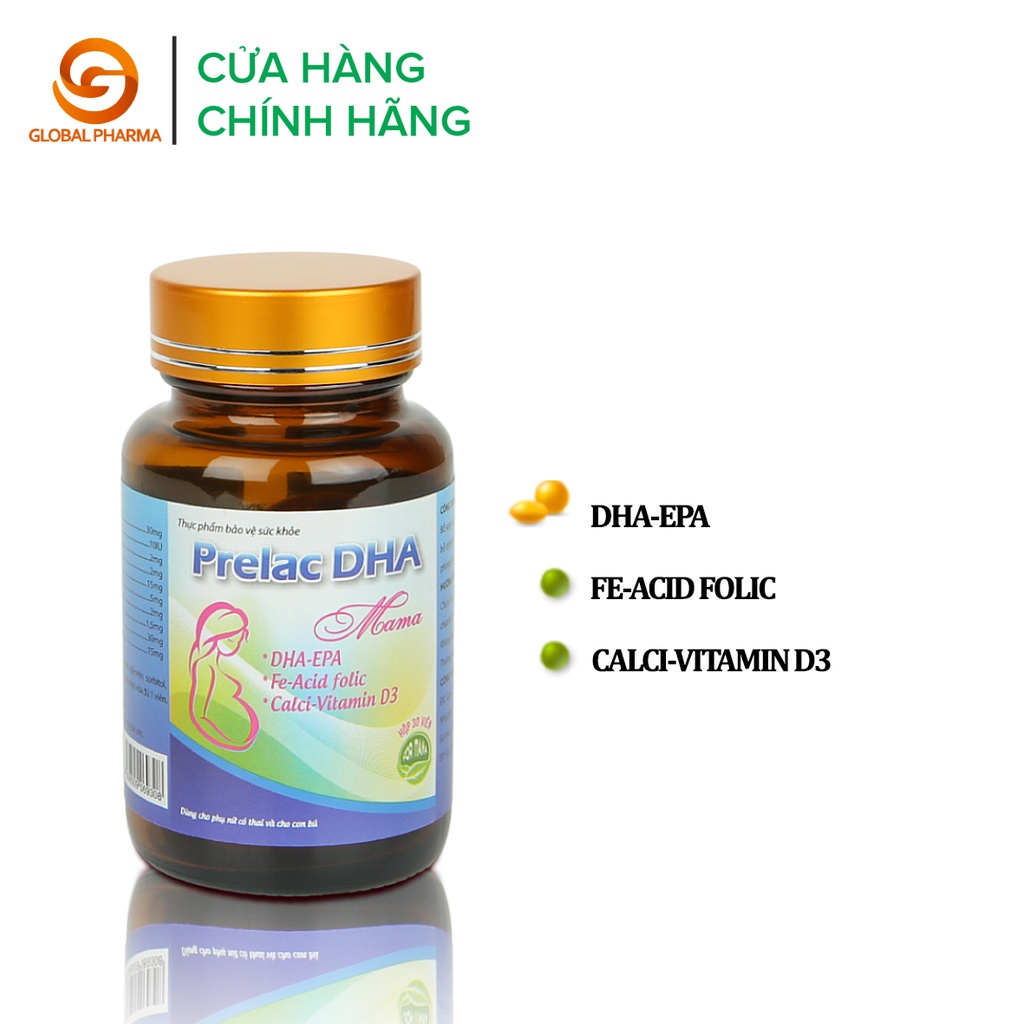 Viên uống Prelac DHA mama AN CHÂU bổ sung Vitamin, khoáng chất cho phụ nữ mang thai lọ 30 viên - Globalpharma