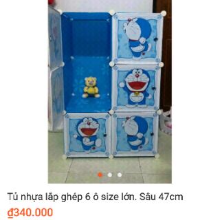 Tủ nhựa lắp ráp 6 ô size lớn mẫu đôrêmon