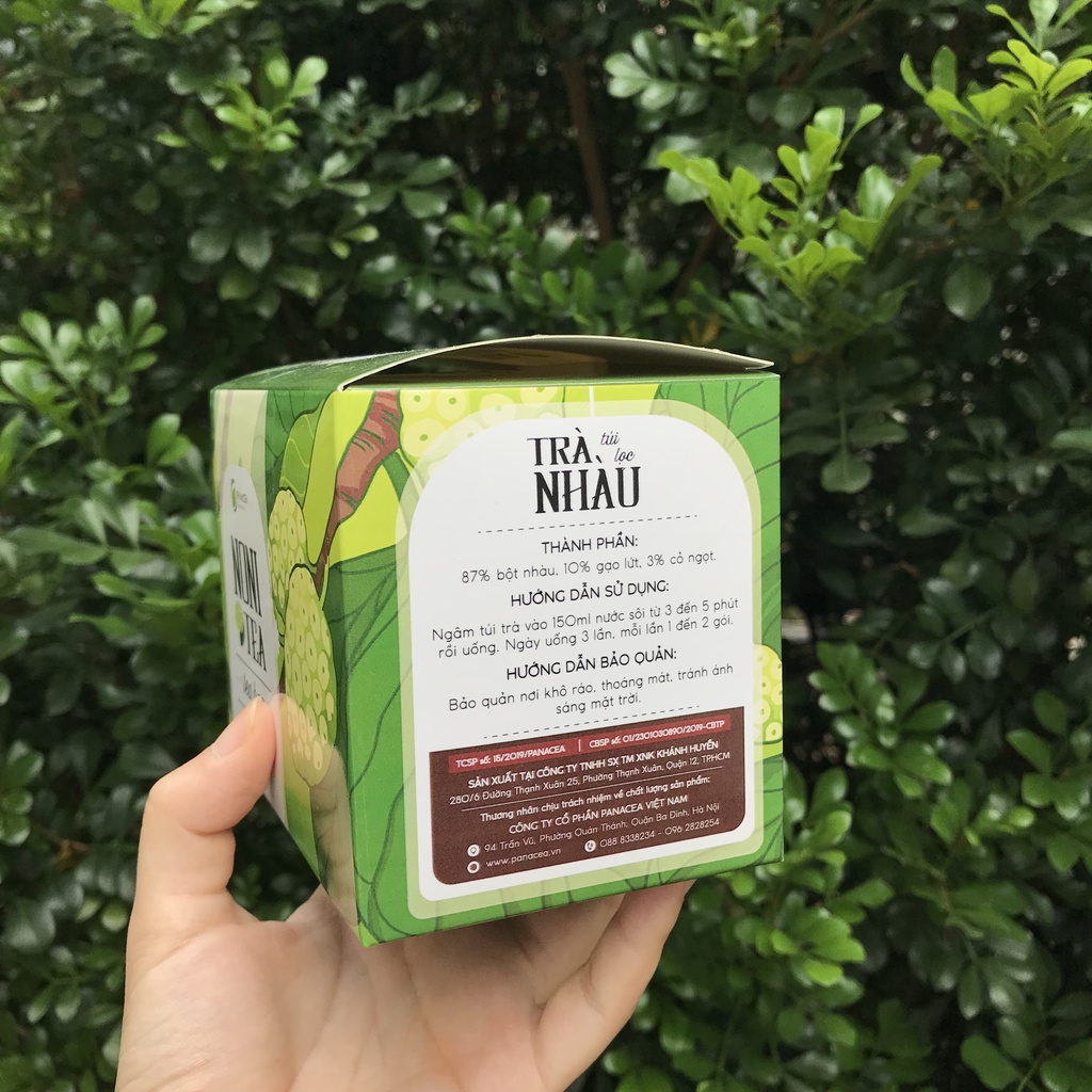 노니 Trà Trái Nhàu Có Túi Lọc Panacea Noni Tea Hộp 20 Túi ,100% Nguyên Chất Trái Nhàu Tự Nhiên