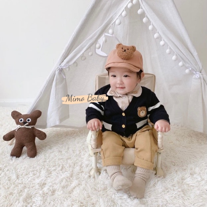 Mũ lưỡi trai mềm đính gấu bông xù dễ thương cho bé MH116 Mimo Baby