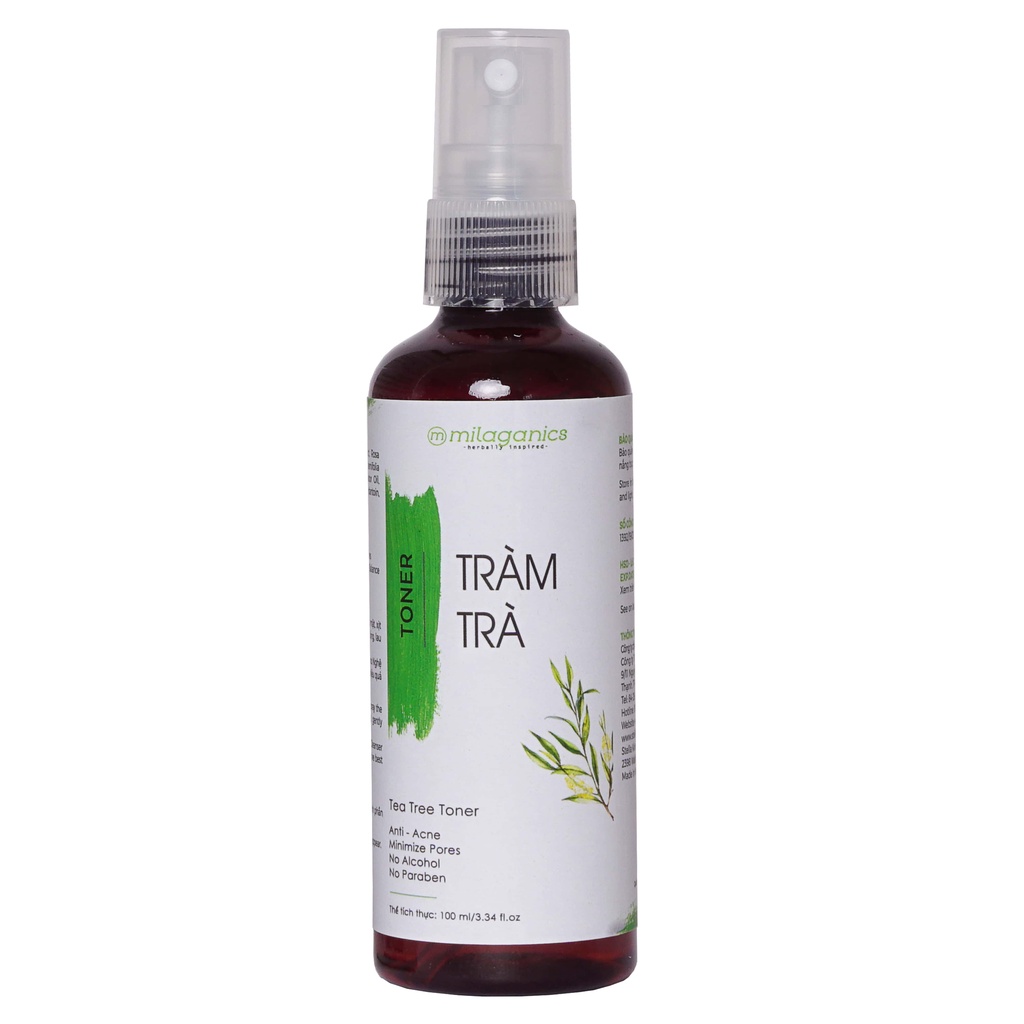 Toner Tràm Trà Giảm Viêm & Cân Bằng Độ pH Phù Hợp Với Làn Da Mụn Nhạy Cảm MILAGANICS 100ml (Chai)