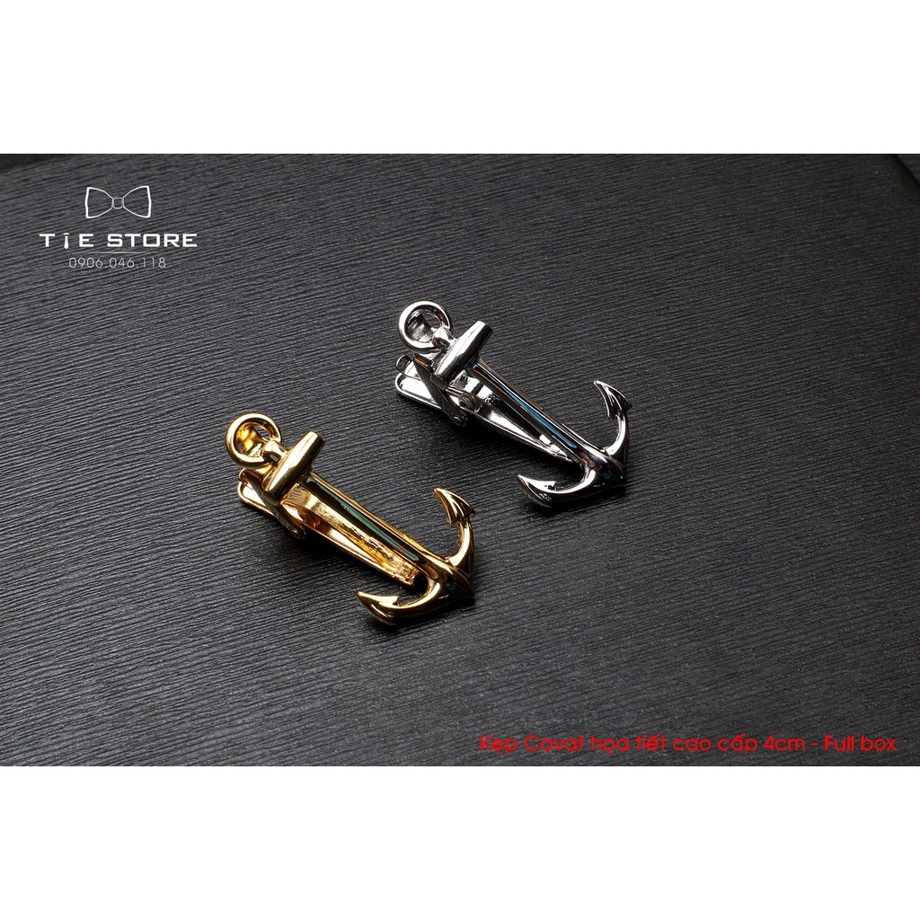 Kẹp cà vạt nam bản nhỏ ( 4cm), Kẹp Cavat hình mỏ neo cao cấp - tặng kèm hộp nhỏ