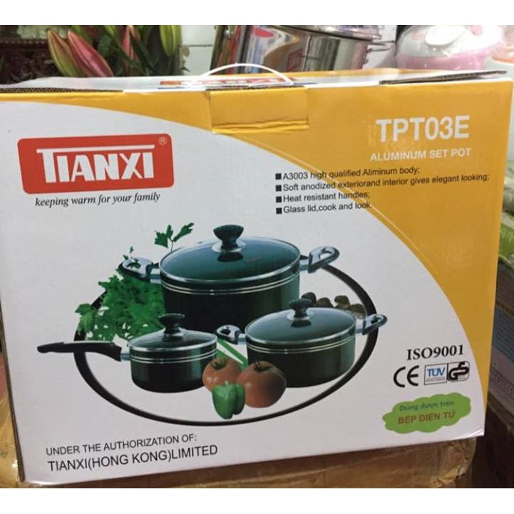 Bộ nồi chống dính đun bếp từ Tianxi TPT03E