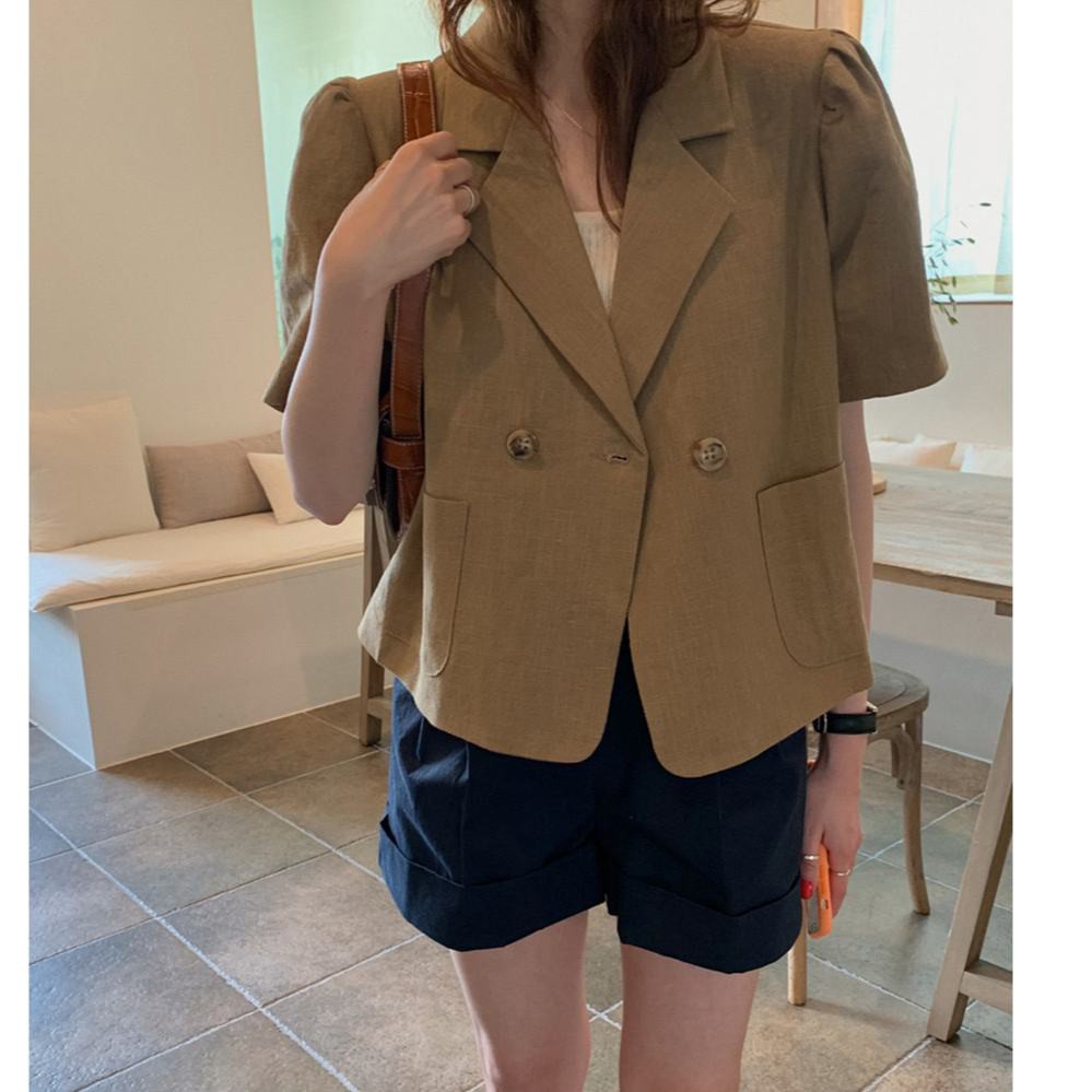 Áo khoác vest tay phồng ngắn phong cách Hàn Quốc thời trang hè cho nữ