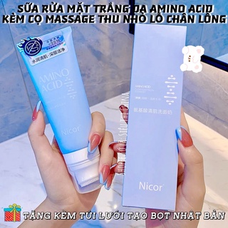 Sữa rửa mặt amino acid facial cleanser 120ml kèm đầu cọ massage rữa mặt kiềm dầu se lỗ chân lông trắng da đất sét