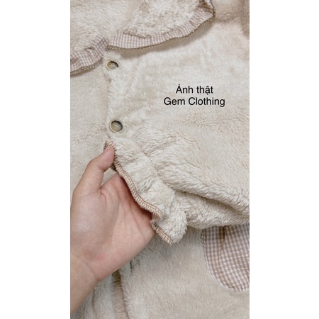 Set bộ nỉ bông nữ form rộng THỎ PHỐI TÚI KẺ, set bộ ngủ nữ lông cừu dày dặn cổ bẻ bo gấu, freeship, sale