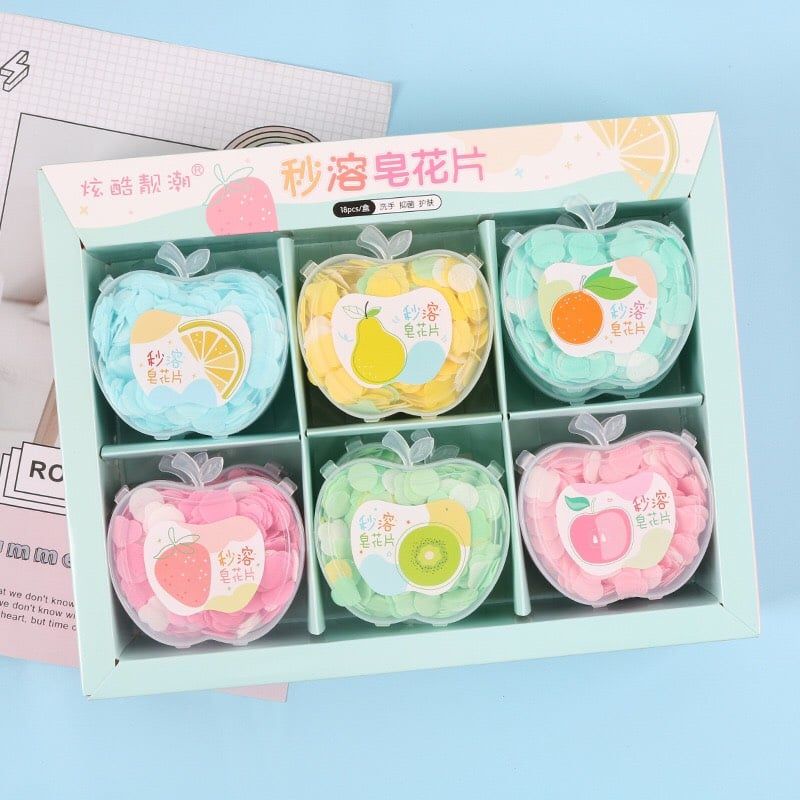 Xà phòng khô rửa tay , xà bông giấy mini hình trái táo nhiều mùi bỏ túi tiện lợi làm sạch vi khuẩn trong mùa dịch  XP001