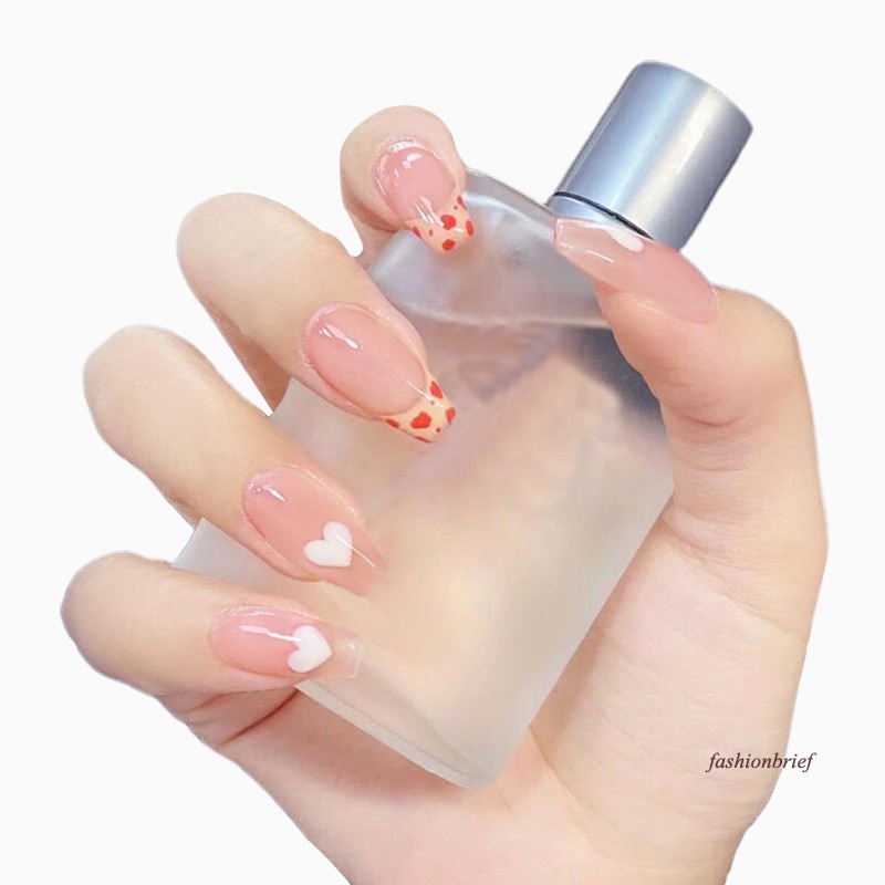 [Hàng mới về]  Set 24 Móng Tay Giả Họa Tiết Da Báo Trái Tim Thời Trang