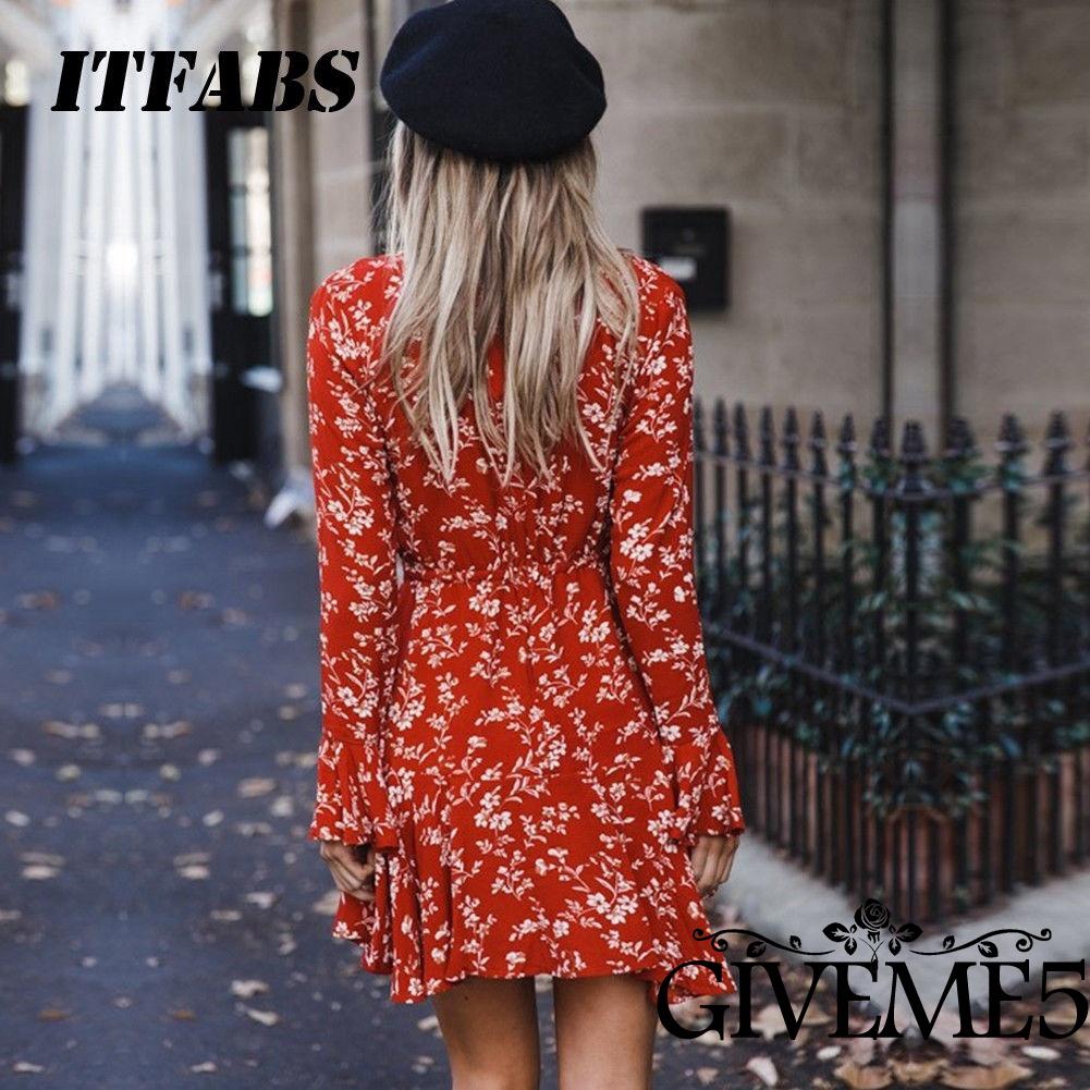 Đầm dài tay in họa tiết phong cách bohemian thanh lịch dành cho nữ