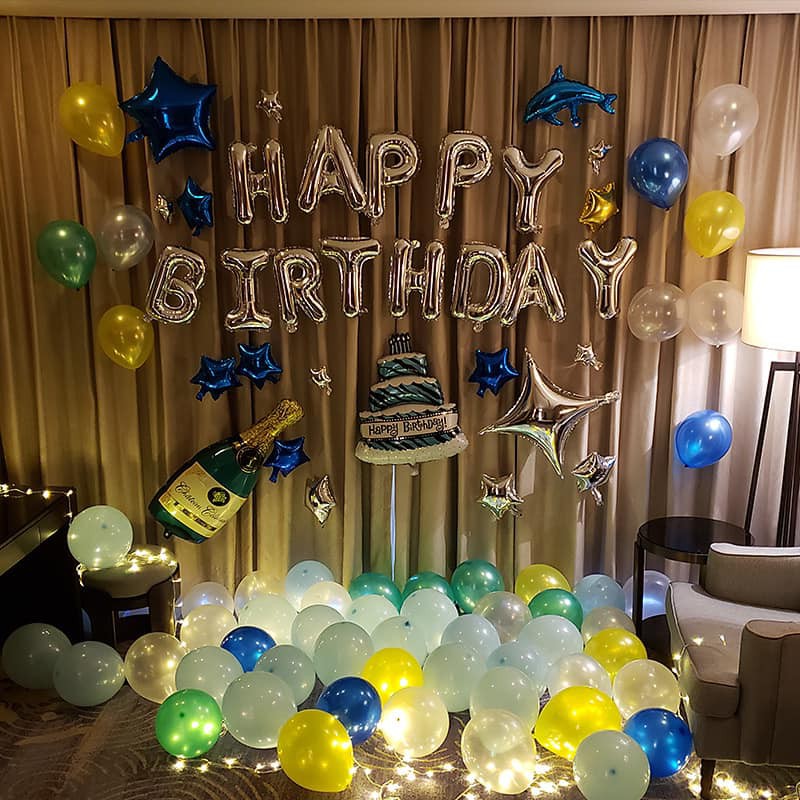 (Chọn Mẫu)Bóng Trang Trí Sinh Nhật Happy Birthday Kèm Số Tuổi Và Đèn LED Nhiều Mẫu
