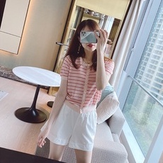 Áo cardigan ZHELIHANGFEI dệt kim tay ngắn kẻ sọc mềm mại siêu nhẹ tùy chọn màu sắc