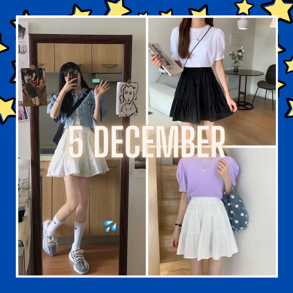 Chân Váy Chữ A Xòe 2 Tầng - Đầm Nữ Chất Voan Kèm Lót 2 Màu - Chân Váy Đen Trắng CV13