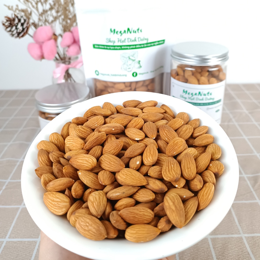 Hạt Hạnh Nhân Sấy Chín Nguyên Vị Meganuts 500gr thơm ngon, hỗ trợ giảm cân, ăn kiêng hàng Nhập Khẩu