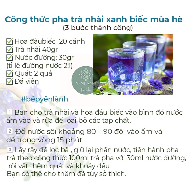 Hoa Đâu Biếc 40 nhành hoa nguyên-10gr nguyên liệu tạo màu thiên nhiên Yenlanhnatural