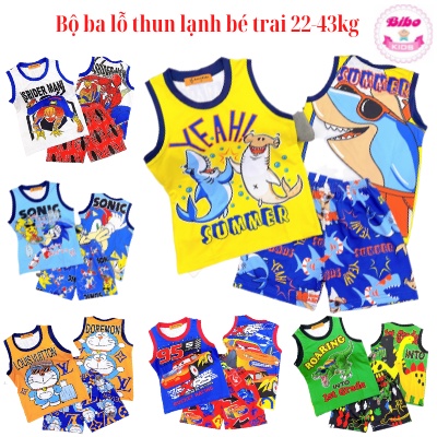 [22-42kg] Bộ ba lỗ thun lạnh in 3D siêu mền đẹp size đại - Bộ quần áo bé trai