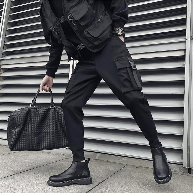 Spring Pants Men's Korean-Style Trendy Cargo Pants Youth Ankle-Tied Mechanical Style Ankle-Tied Harem Pants