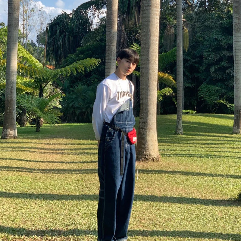 Quần Yếm denim Dáng Rộng Phong Cách retro Mỹ Hàng Mới 2022