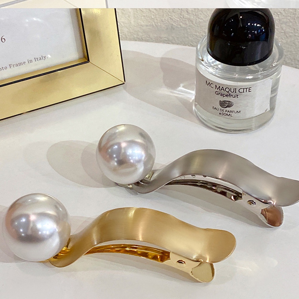 Kẹp Tóc Kim Loại Đính Ngọc Trai Giả Thiết Kế Tinh Tế Thời Trang