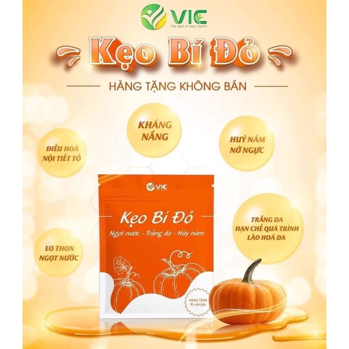 Kẹo bí đỏ vic (1 túi 10viên) chính hãng dùng kèm kẹo dứa tăng hiệu quả