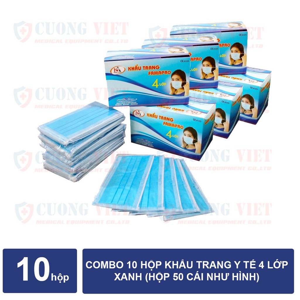 10 hộp Khẩu trang y tế Nam Anh 4 lớp [ kháng khuẩn] 1 hộp 50 Cái | BigBuy360 - bigbuy360.vn