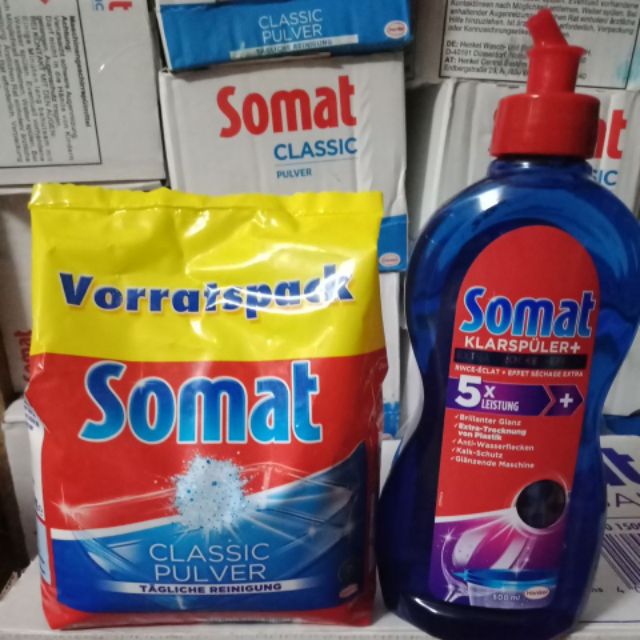 Combo Bột rửa bát Somat và nước làm bóng 500ml