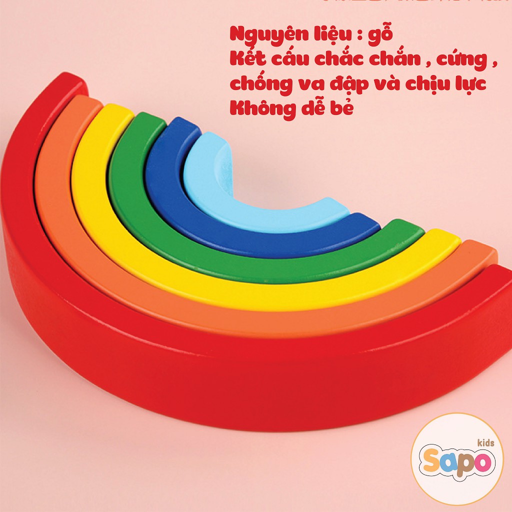 Bộ xếp hình cầu vồng bằng gỗ vui nhộn cho trẻ đồ chơi trẻ em SAPO KIDS