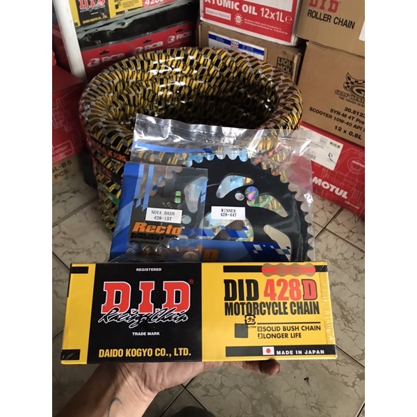 Nhông sên dĩa RECTO DID vàng tem xanh chính hãng xe Winner,Sonic,Ex 135,Ex150,Ex 155,Satria,Future led - RD