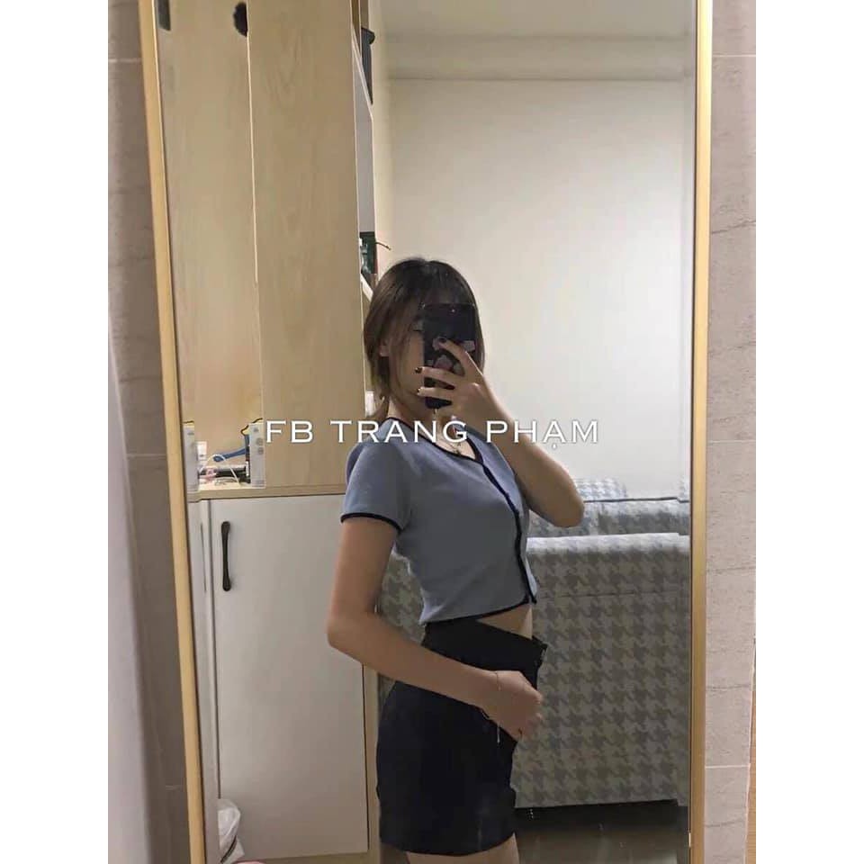 Quần short jean đen basic hách dáng phong cách Hàn Quốc
