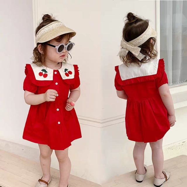 Váy công chúa sọc ca rô bé gái