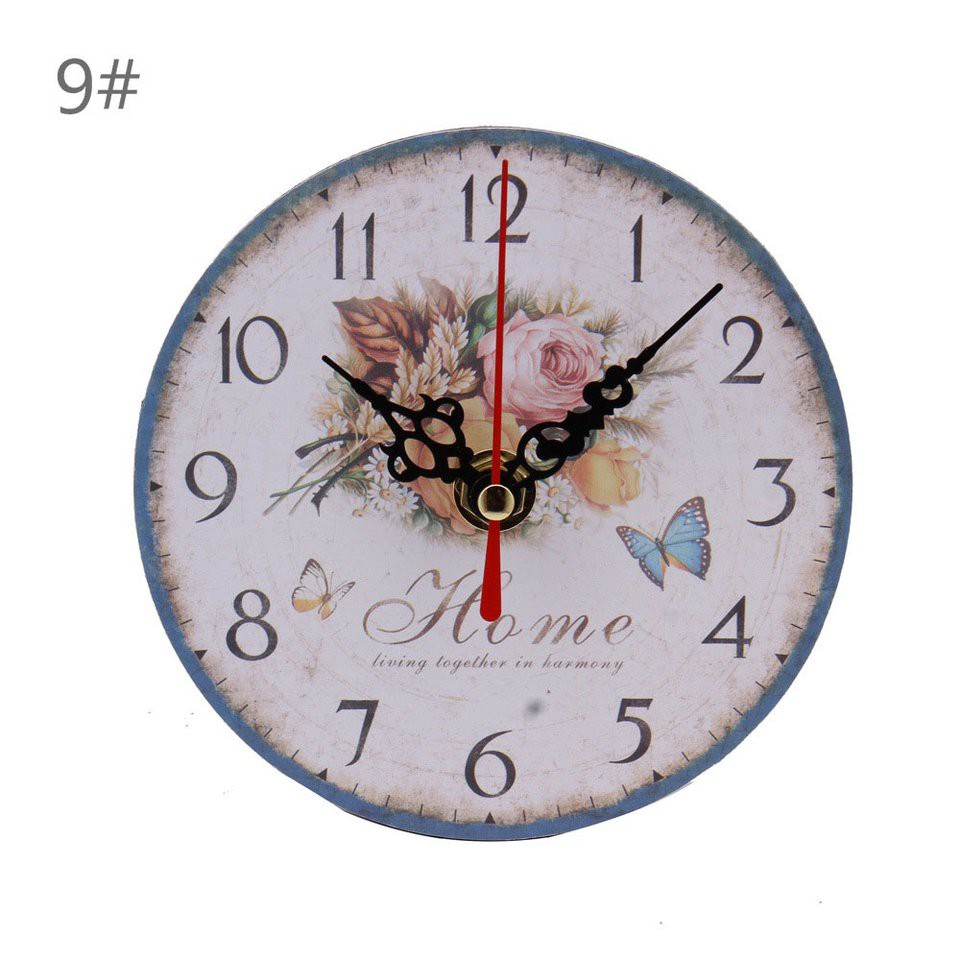 Đồng Hồ Treo Tường Hình Tròn Bằng Gỗ Phong Cách Retro Sáng Tạo Trang Trí Phòng Khách