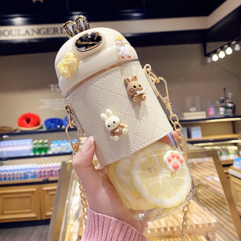 Bình Đựng Nước Bằng Nhựa Chịu Nhiệt Độ Cao Chống Sốc Có Ống Hút Thời Trang Sáng Tạo Nhỏ Gọn Dành Cho Học Sinh Nữ
