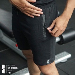 Quần short thun da cá thêu logo Strongfit