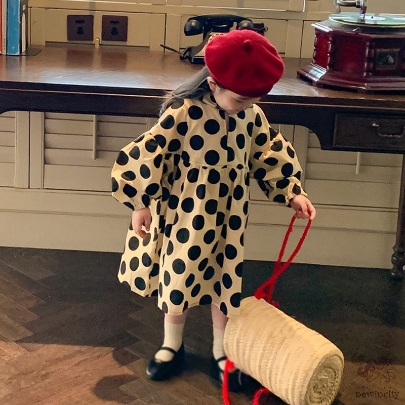 Đầm DàI Tay ChấM Bi Cho Bé GáI