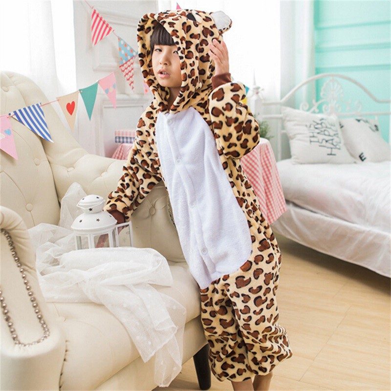 Leopard Kigurumi Onesie Adult Women Man Pajama Anime Cosplay Animal Costume Party Jumpsuit Halloween Allover Onepiece