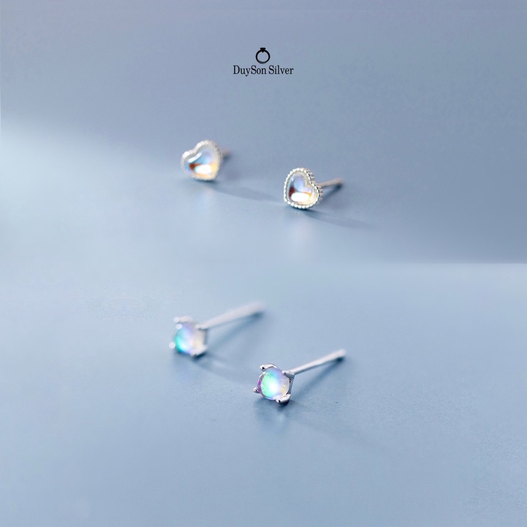 Bông Tai Bạc Nữ Đá Moonstone Hợp Phong Thủy Không Kị Mệnh Duyson Silver (Giá Bán/1 Chiếc) [Knkx17]