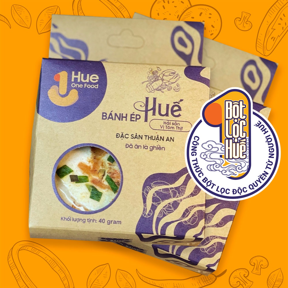 Bánh ép Huế HUE ONE FOOD vị tôm thịt hải sản size nhỏ hộp 40g