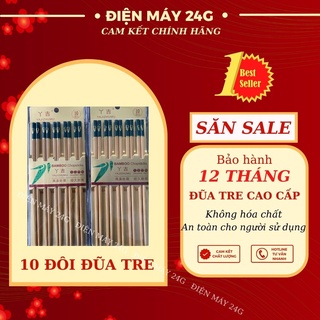 Bộ 10 đôi đũa tre cao cấp đũa ăn cơm kháng khuẩn không trơn không hóa chất an toàn cho người sử dụng