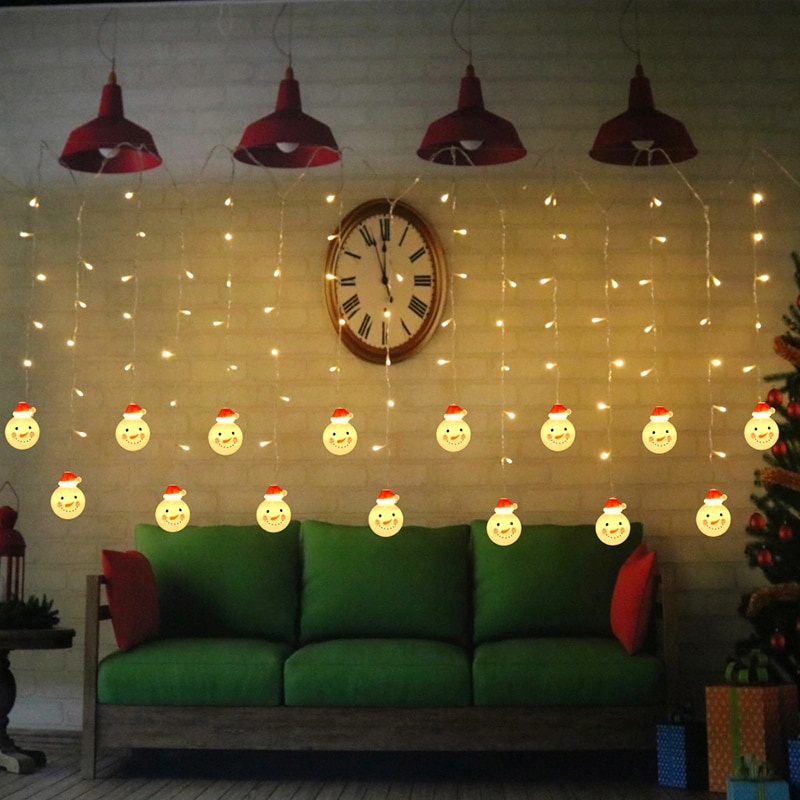 Dây Đèn LED 3.5m 96 Bóng Hình Người Tuyết Chống Nước Trang Trí Giáng Sinh