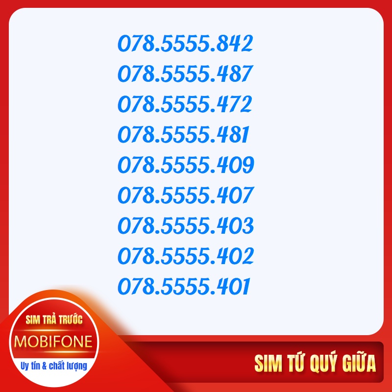 Sim tứ quý giữa 078.5555.xxxx, mạng mobi trả trước