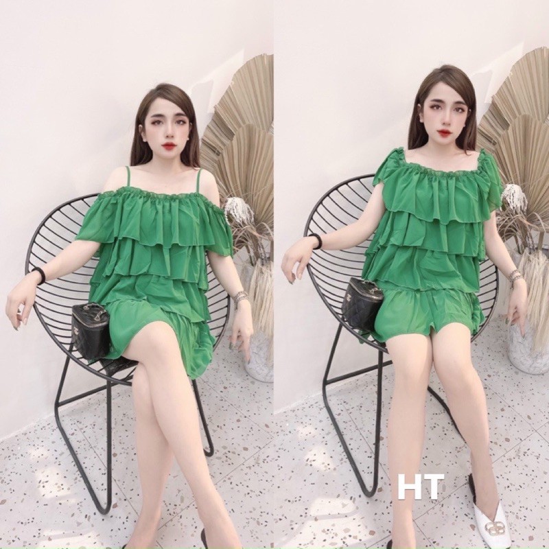 siêu phẩm váy 2 dây tầng. mặc đc 2 kiểu luôn ạ😍hàng qc cc. đủ màu như ảnh