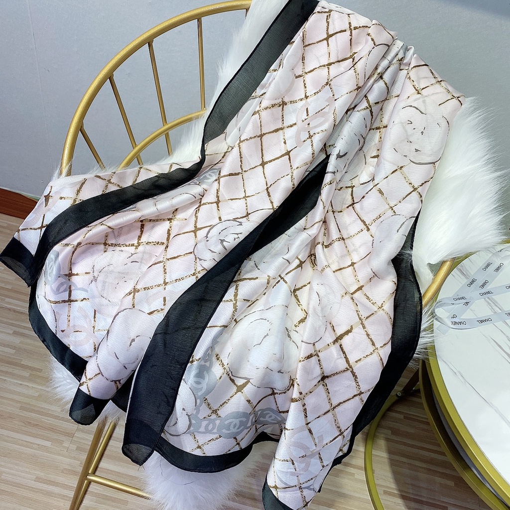 Khăn Choàng Lụa Dáng Dài Chống Nắng In Họa Tiết Thời Trang Cho Nữ