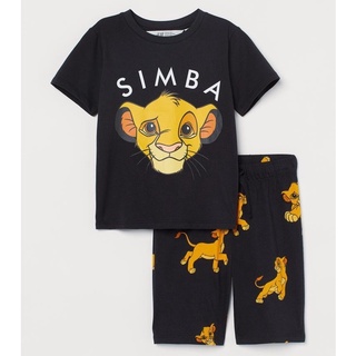 Bộ cộc tay bé trai - Set bộ cộc tay Lion Đen HM chất cotton cho bé trai size 2-10 tuổi