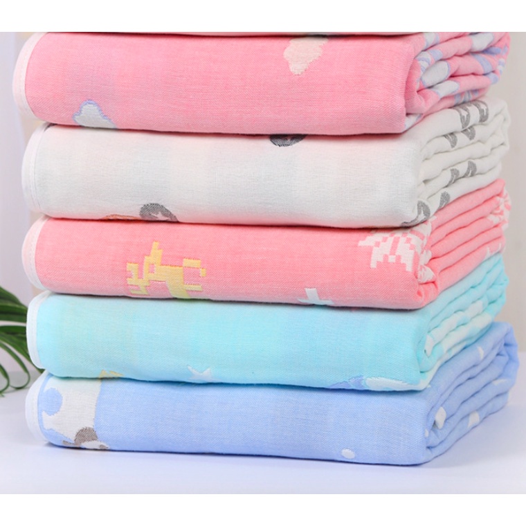 Chăn Cho Bé 110cm*110cm 6 Lớp Cotton Muslin Hoạ Tiết Đáng Yêu